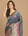 alt message - Mohey Women Graceful Grey Weaved Saree image number 1